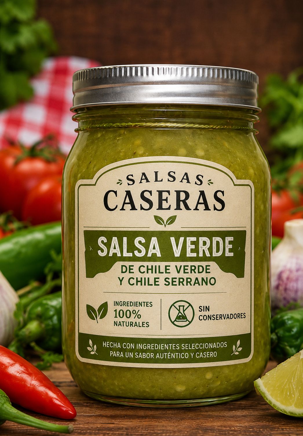 Caja de Frasco Salsa Verde Premium 470 ml 12 piezas