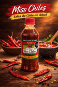 Caja de Miss Chiles Salsa Casera Roja de Chile de Árbol 250 ml 20 piezas